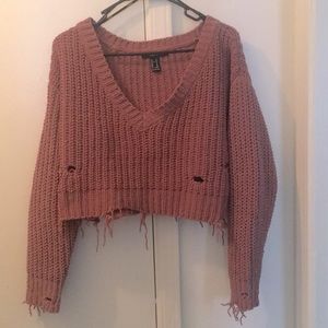Forever21 -Distressed Crop Sweater